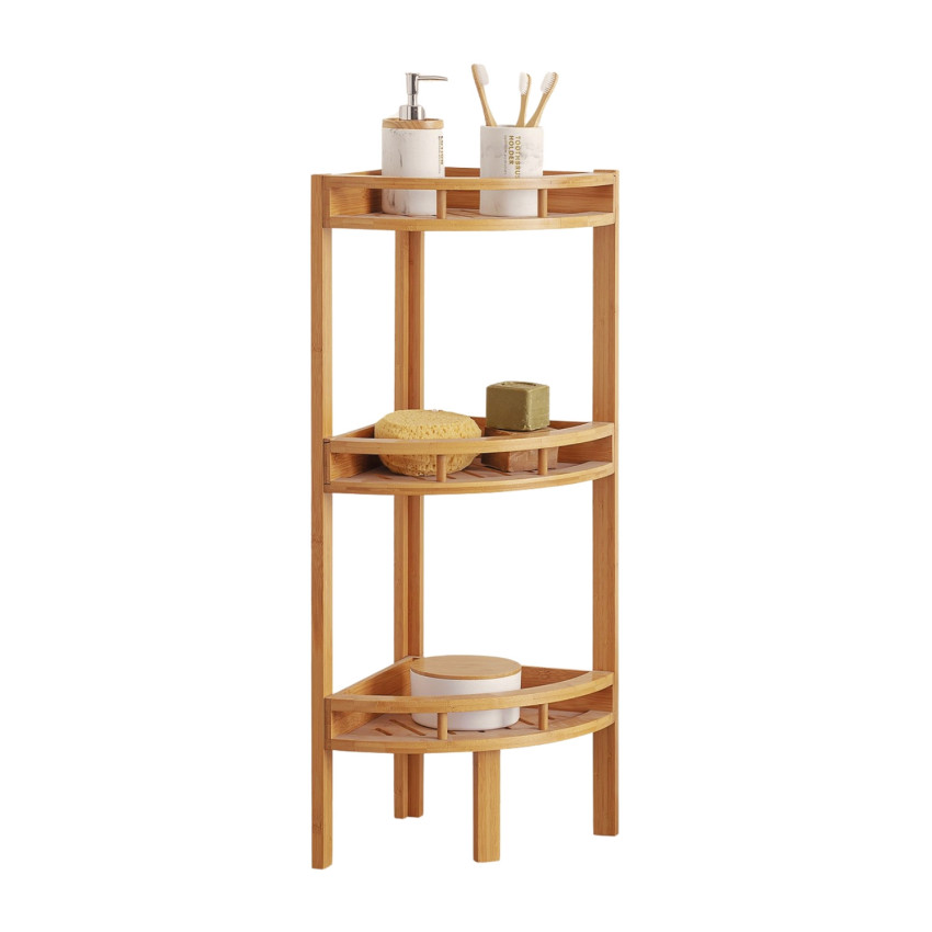 Scaffale angolare in bambù a 3 ripiani Canoply 85x29x29 cm Thinia Home