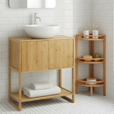 Estantería Rinconera en Bambú con 3 Niveles Canoply 85x29x29cm Thinia Home Estanterías 5