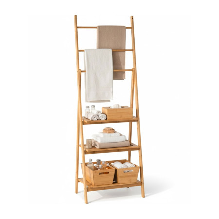 Toallero de Pie con Estantes en Bambú Canoply 152x53.2x32.4cm Thinia Home Ordenación Baño 1