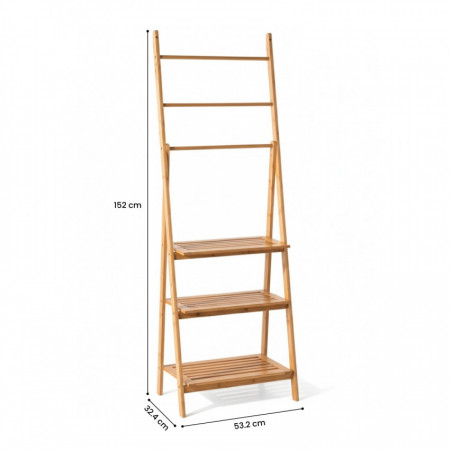 Toallero de Pie con Estantes en Bambú Canoply 152x53.2x32.4cm Thinia Home Ordenación Baño 5