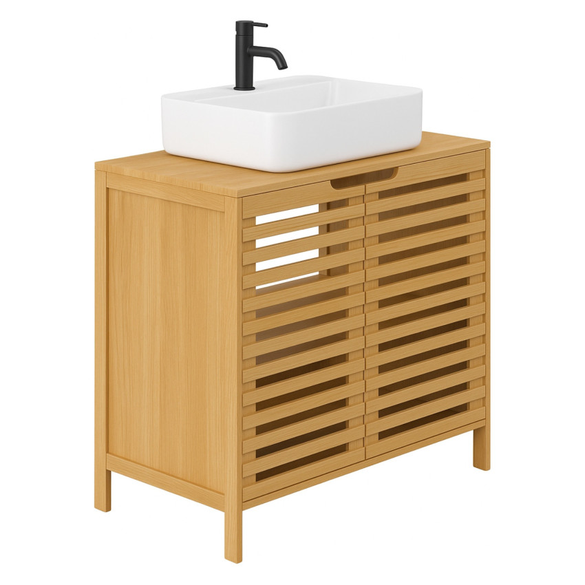 Mueble para Lavabo en Bambú con 2 Niveles Canoply 59.1x28x60.5cm Thinia Home Cajoneras 1