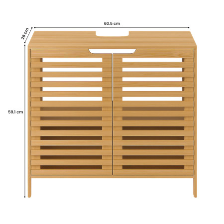 Mueble para Lavabo en Bambú con 2 Niveles Canoply 59.1x28x60.5cm Thinia Home Cajoneras 6