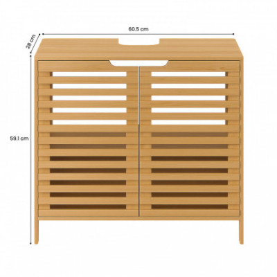 Mueble para Lavabo en Bambú con 2 Niveles Canoply 59.1x28x60.5cm Thinia Home Cajoneras 6