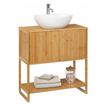 Mueble para Lavabo en Bambú con 3 Niveles Canoply 80x33.5x69.5cm Thinia Home Cajoneras 1