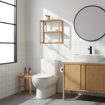 Estantería Modular en Bambú con 2 Niveles Canoply 60x57x20cm Thinia Home Estanterías 6