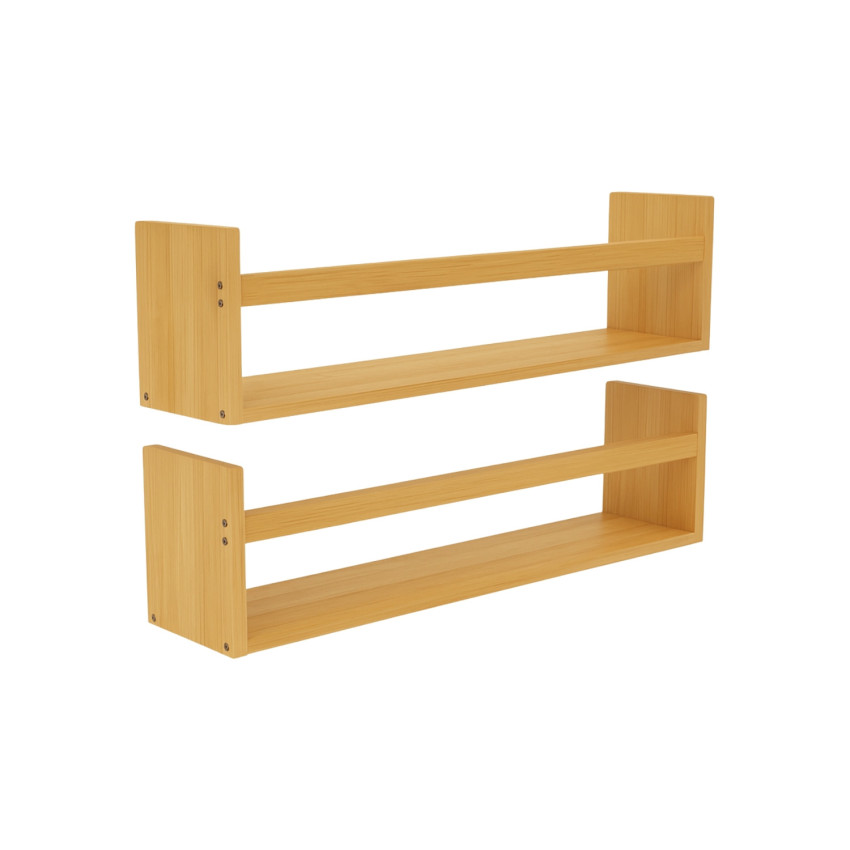 Pack 2 Estantes de Pared en Bambú Canoply 14x50x10cm Thinia Home Estanterías 1