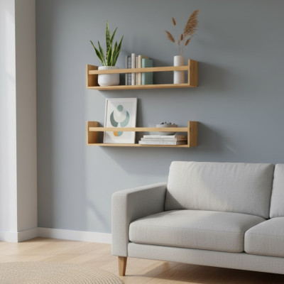 Pack 2 Estantes de Pared en Bambú Canoply 14x50x10cm Thinia Home Estanterías 6