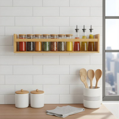 Estante de Pared en Bambú Canoply 15x70x12cm Thinia Home Estanterías 5