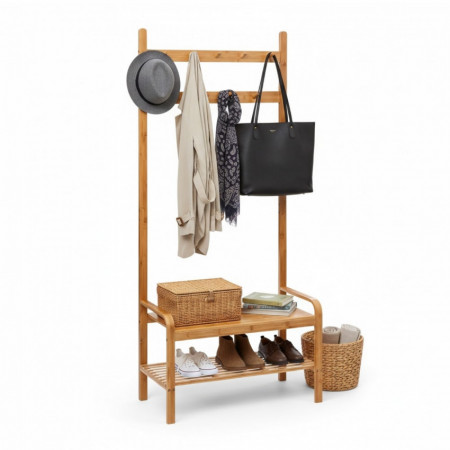 Bengaleiro de bambu Canoply com banco e sapateira 170x73.5x34.5cm Thinia Home