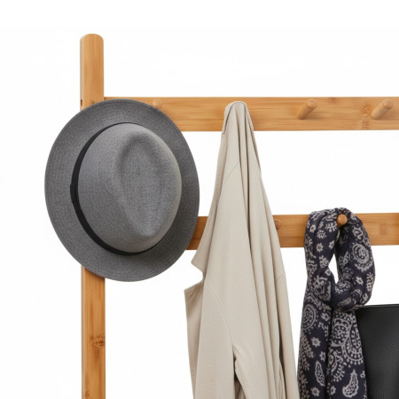 Perchero con Banco y Zapatero en Bambú Canoply 170x73.5x34.5cm Thinia Home Percheros 2