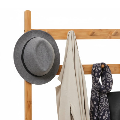 Perchero con Banco y Zapatero en Bambú Canoply 170x73.5x34.5cm Thinia Home Percheros 2