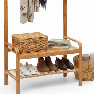 Perchero con Banco y Zapatero en Bambú Canoply 170x73.5x34.5cm Thinia Home Percheros 3
