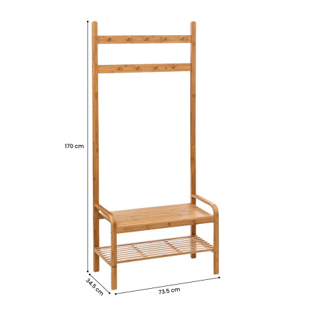 Perchero con Banco y Zapatero en Bambú Canoply 170x73.5x34.5cm Thinia Home Percheros 4
