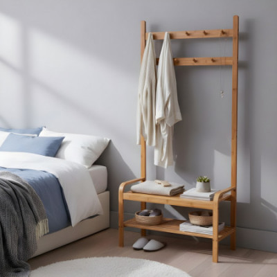 Perchero con Banco y Zapatero en Bambú Canoply 170x73.5x34.5cm Thinia Home Percheros y Zapateros 6
