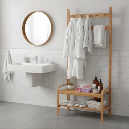 Perchero con Banco y Zapatero en Bambú Canoply 170x73.5x34.5cm Thinia Home Percheros 7