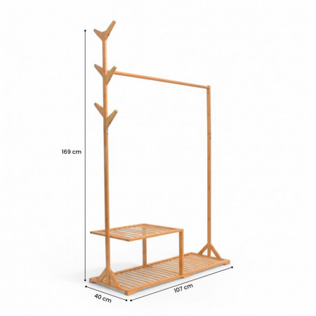 Perchero con Zapatero en Bambú Canoply 169x107x40cm Thinia Home Percheros y Zapateros 5