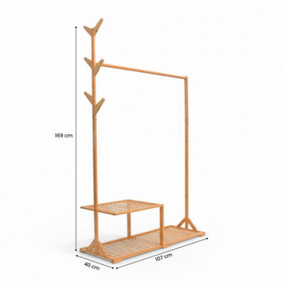 Perchero con Zapatero en Bambú Canoply 169x107x40cm Thinia Home Percheros y Zapateros 5
