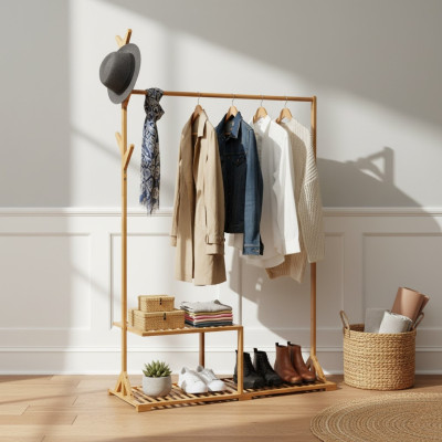 Perchero con Zapatero en Bambú Canoply 169x107x40cm Thinia Home Percheros 6