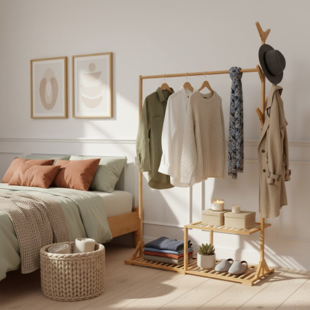Perchero con Zapatero en Bambú Canoply 169x107x40cm Thinia Home Percheros 7