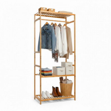 Perchero con Zapatero en Bambú Canoply 160x68x36cm Thinia Home Percheros y Zapateros 1