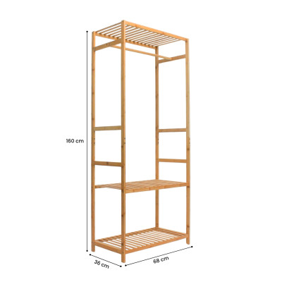 Perchero con Zapatero en Bambú Canoply 160x68x36cm Thinia Home Percheros 4