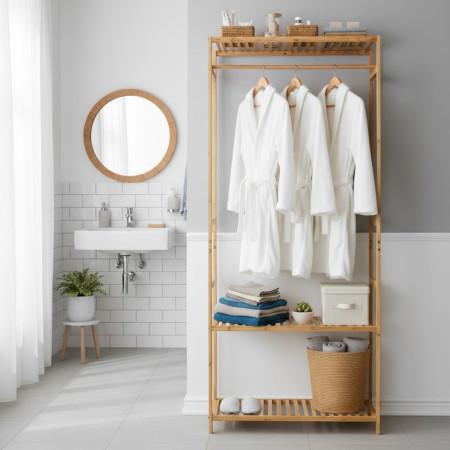Porte-manteau avec rangement pour chaussures en bambou Canoply 160 x 68 x 36 cm Thinia Home