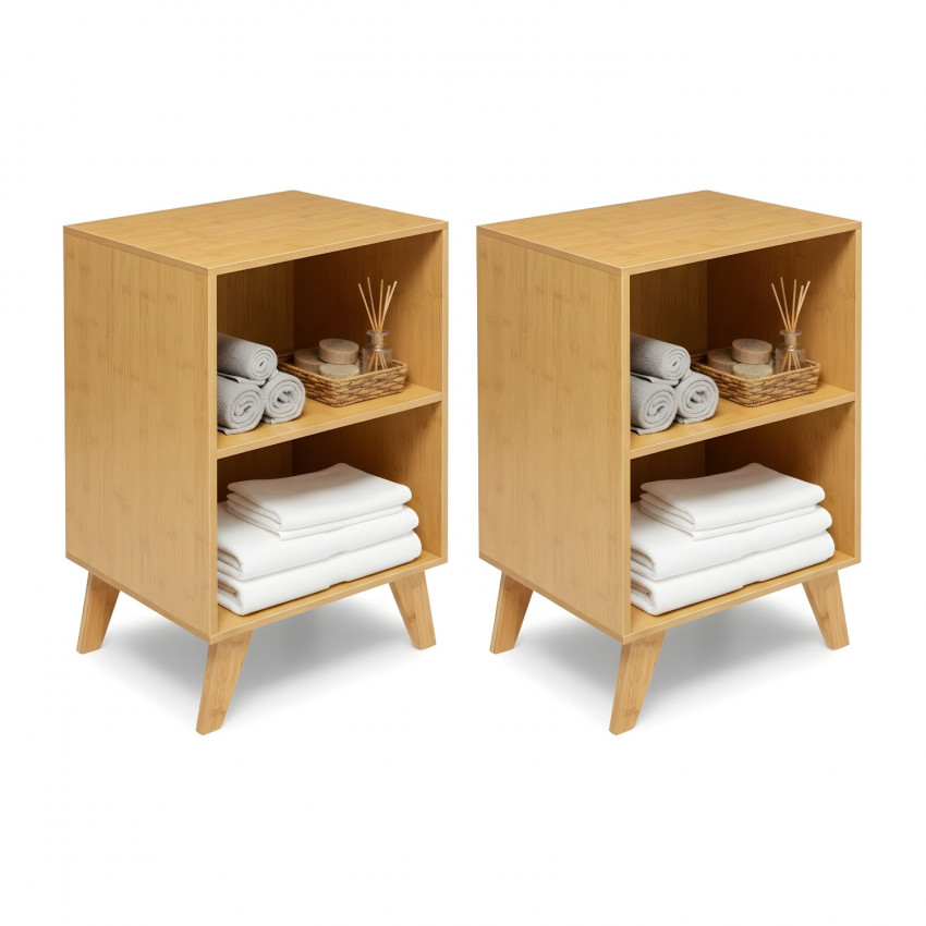 Pack 2 Muebles Modulares en Bambú con 2 Niveles Canoply 70x45x35cm Thinia Home Cómodas y Cajoneras 1
