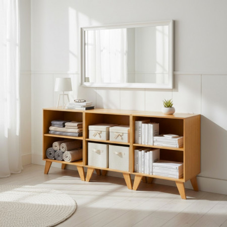 Pack 2 Muebles Modulares en Bambú con 2 Niveles Canoply 70x45x35cm Thinia Home Cómodas y Cajoneras 6