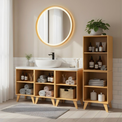 2er-Set modularer Bambusmöbel mit 2 Ebenen, Canoply, 70 × 45 × 35 cm Thinia Home