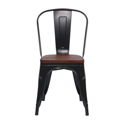 Pack 4 Sillas Apilables Industriales de Acero y Madera 45x45x85cm Thinia Home Mobiliario Hostelería Interior 3