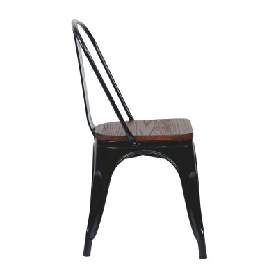 Pack 4 Sillas Apilables Industriales de Acero y Madera 45x45x85cm Thinia Home Mobiliario Hostelería Interior 4