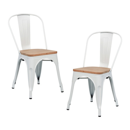 Pack 2 Sillas Apilables Industriales de Acero y Madera 45x45x85cm Thinia Home Mobiliario Hostelería Interior 1