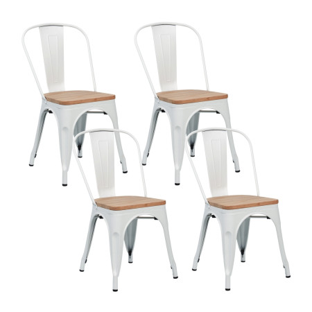Pack 4 Sillas Apilables Industriales de Acero y Madera 45x45x85cm Thinia Home Mobiliario Hostelería Interior 1