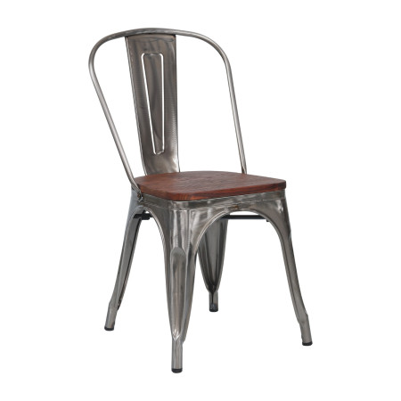 Silla Apilable Industrial de Acero y Madera 45x45x85cm Thinia Home Mobiliario Hosteleria 1