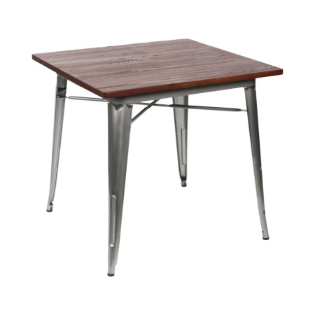 Mesa de Comedor Industrial Cuadrada de Madera y Acero 80x80x76cm 7house Mesas de Comedor 7