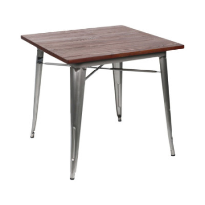 Mesa de Comedor Industrial Cuadrada de Madera y Acero 80x80x76cm 7house Mesas de Comedor 7