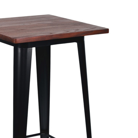 Mesa Alta Industrial Cuadrada de Madera y Acero 60x60x105cm 7house Mesas de Comedor 2