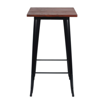 Mesa Alta Industrial Cuadrada de Madera y Acero 60x60x105cm 7house Mesas de Comedor 4