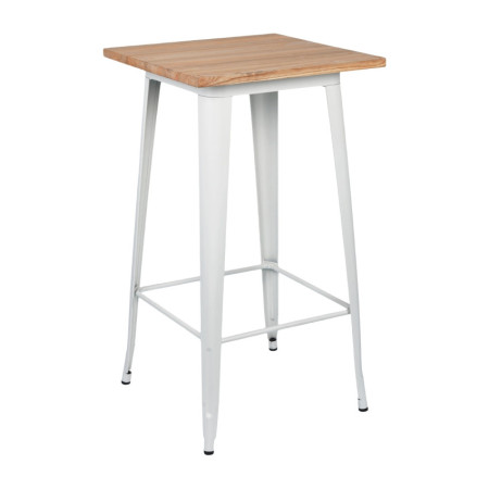 Mesa Alta Industrial Cuadrada de Madera y Acero 60x60x105cm 7house Mesas de Comedor 5