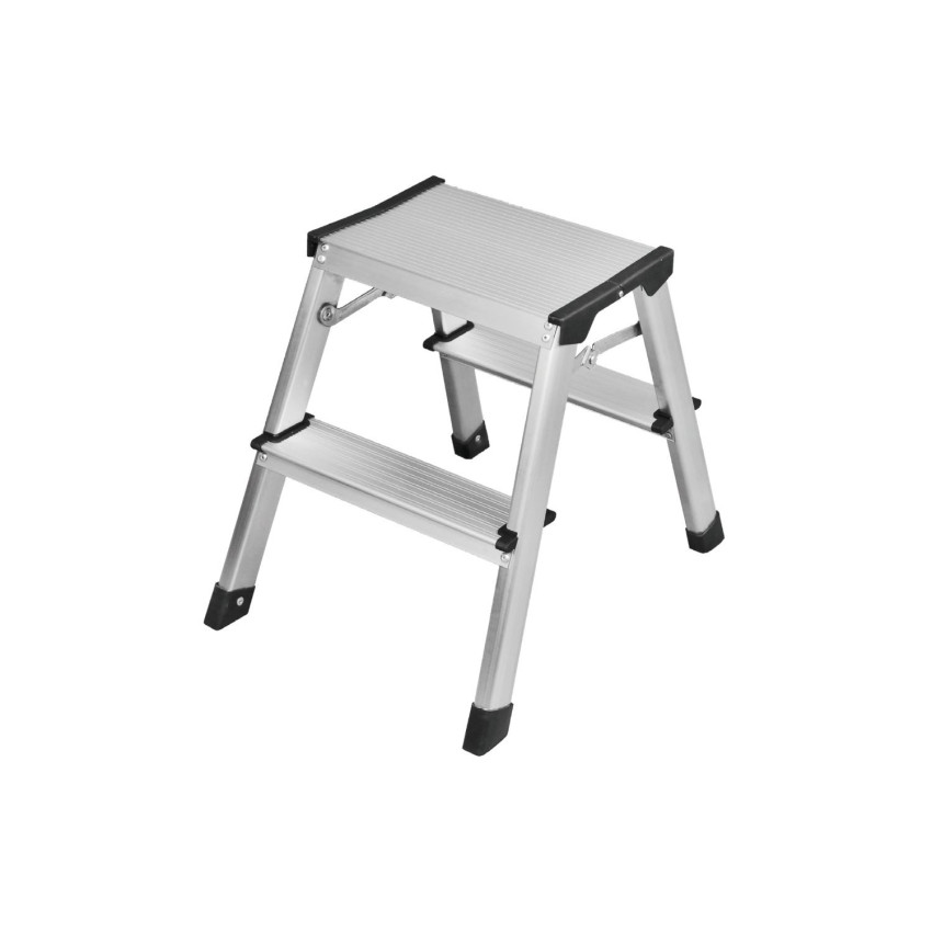 Escalera Plegable de Aluminio 2 Peldaños Plateada 46x36x40cm 7house Escaleras 1