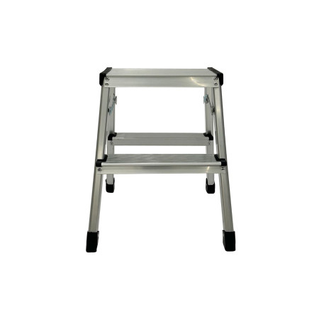 Escalera Plegable de Aluminio 2 Peldaños Plateada 46x36x40cm 7house Escaleras 2