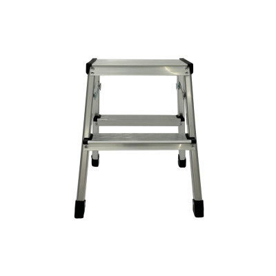 Escalera Plegable de Aluminio 2 Peldaños Plateada 46x36x40cm 7house Escaleras 2