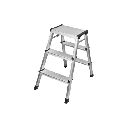 Escalera Plegable de Aluminio 3 Peldaños Plateada 59x39x60cm 7house Escaleras 1