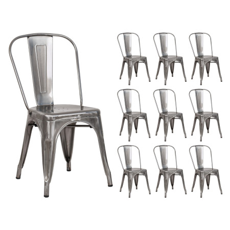 Pack 10 Sillas Apilables Industriales de Acero 45x45x85cm Thinia Home Sillas de Comedor 1