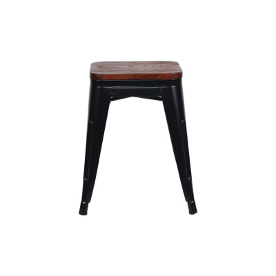 Pack 2 Taburetes Bajos Industriales Apilables de Acero y Madera 38x38x46cm Thinia Home Taburetes 5