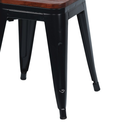 Pack 10 Taburetes Bajos Industriales Apilables de Acero y Madera 38x38x46cm Thinia Home Taburetes 4