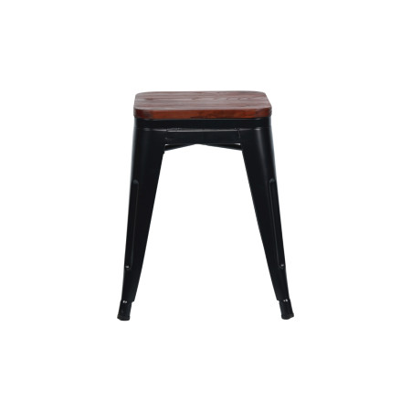 Pack 10 Taburetes Bajos Industriales Apilables de Acero y Madera 38x38x46cm Thinia Home Taburetes 5