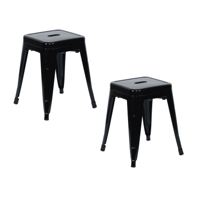 Pack 2 Taburetes Bajos Industriales Apilables de Acero 38x38x46cm Thinia Home Taburetes 1