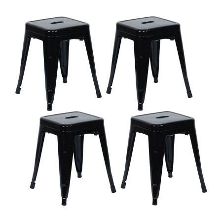 Pack 4 Taburetes Bajos Industriales Apilables de Acero 38x38x46cm Thinia Home Taburetes 1
