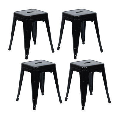 Pack 4 Taburetes Bajos Industriales Apilables de Acero 38x38x46cm Thinia Home Taburetes 1